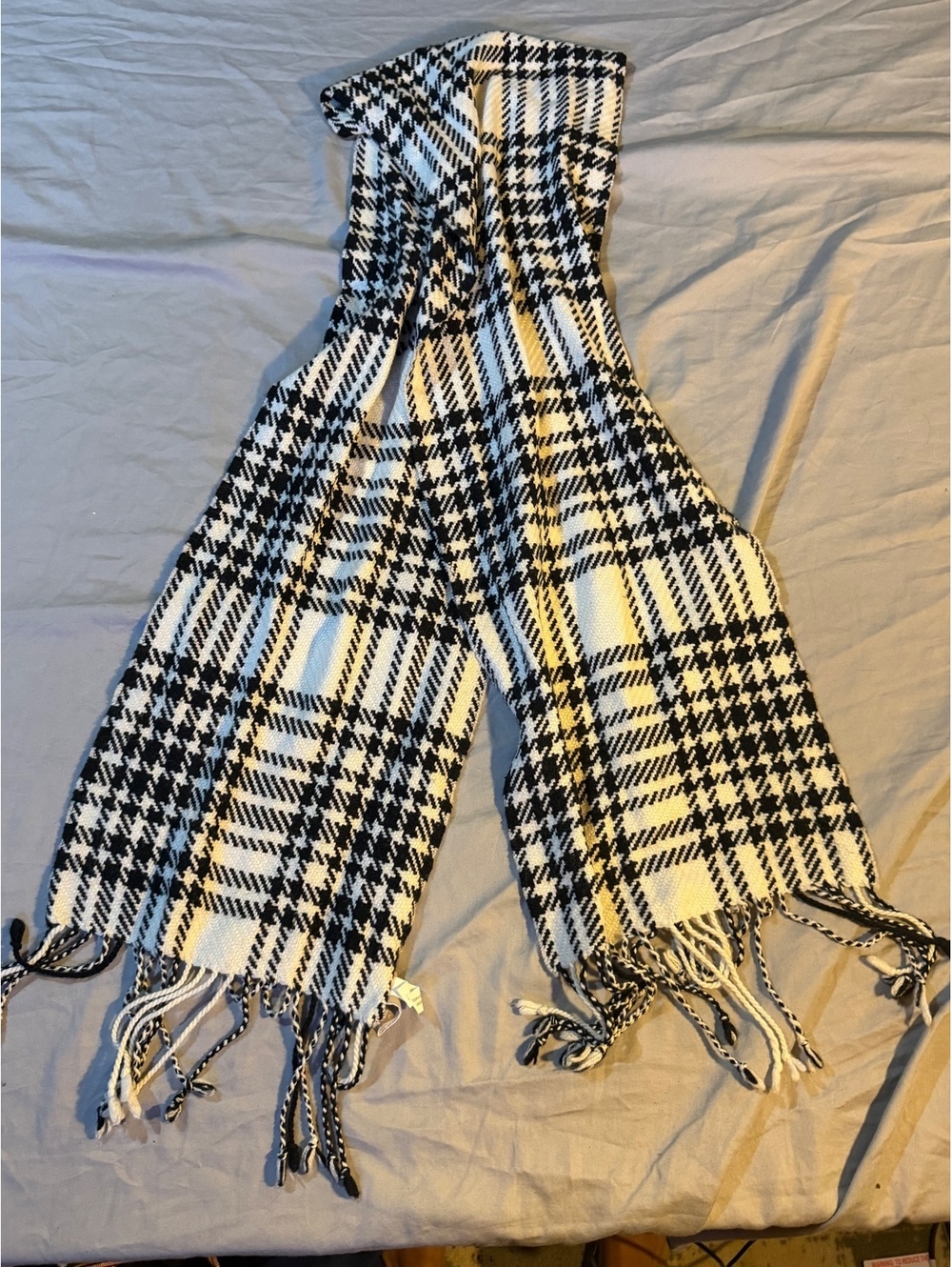 Banana Republic Black and White Plaid Wool Blend Scarf